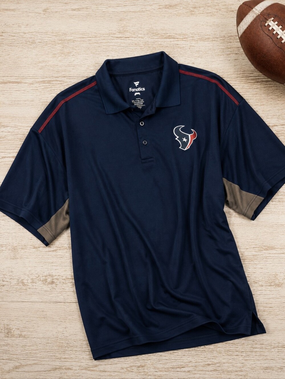 Fanatics Navy Blue 1/4 Button HOUSTON texans Football Polo Shirt. Mens 5XL